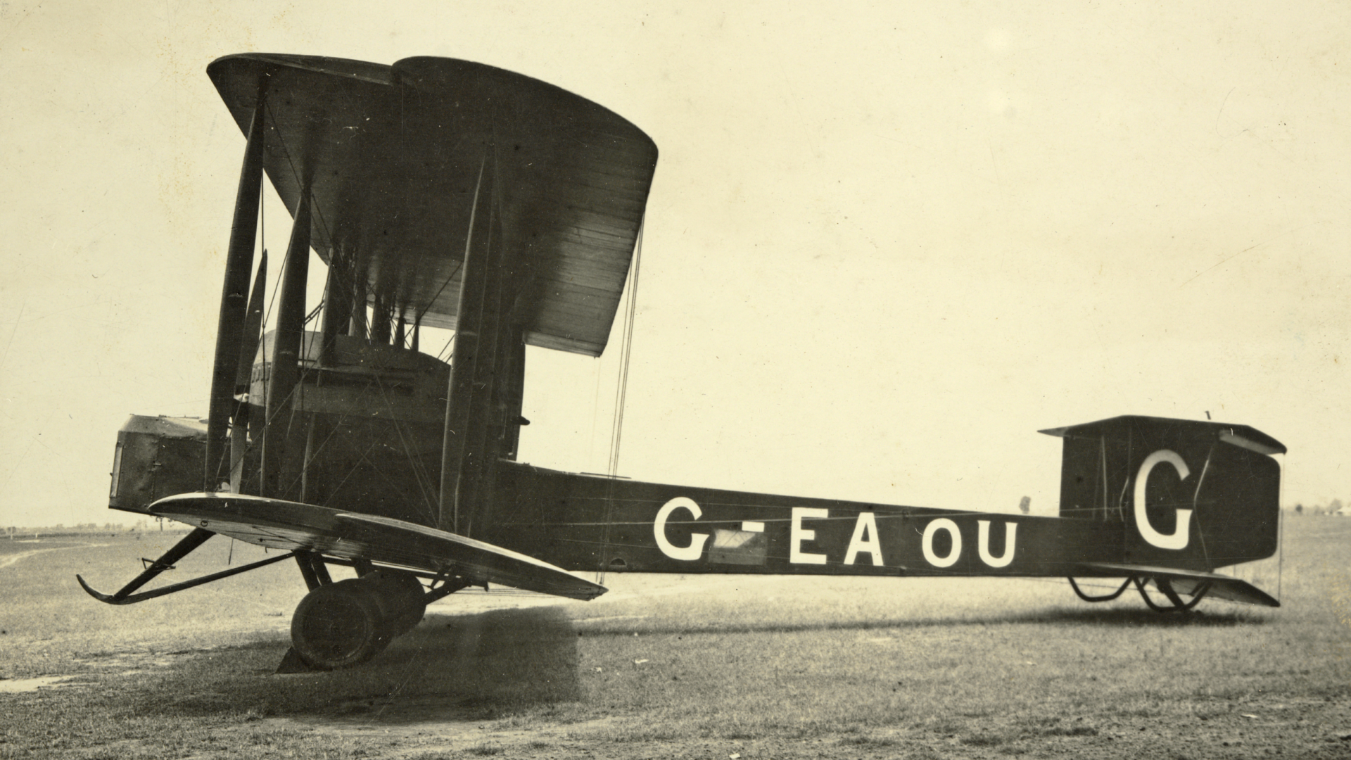 An old photograph of the Vickers Vimy aircraft, which served as inspiration for this packaging design. 
