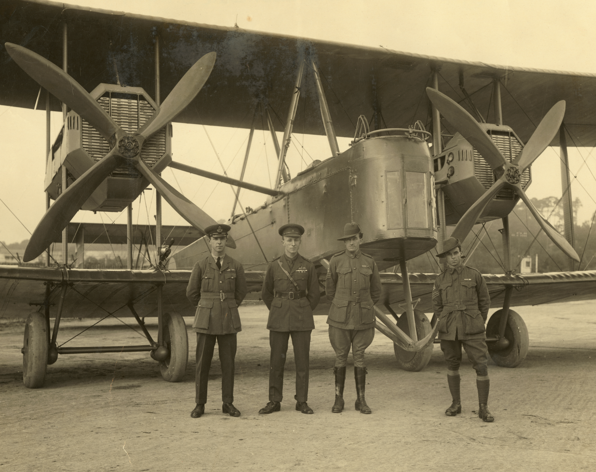 An old photograph of the Vickers Vimy aircraft, which served as inspiration for this packaging design. 