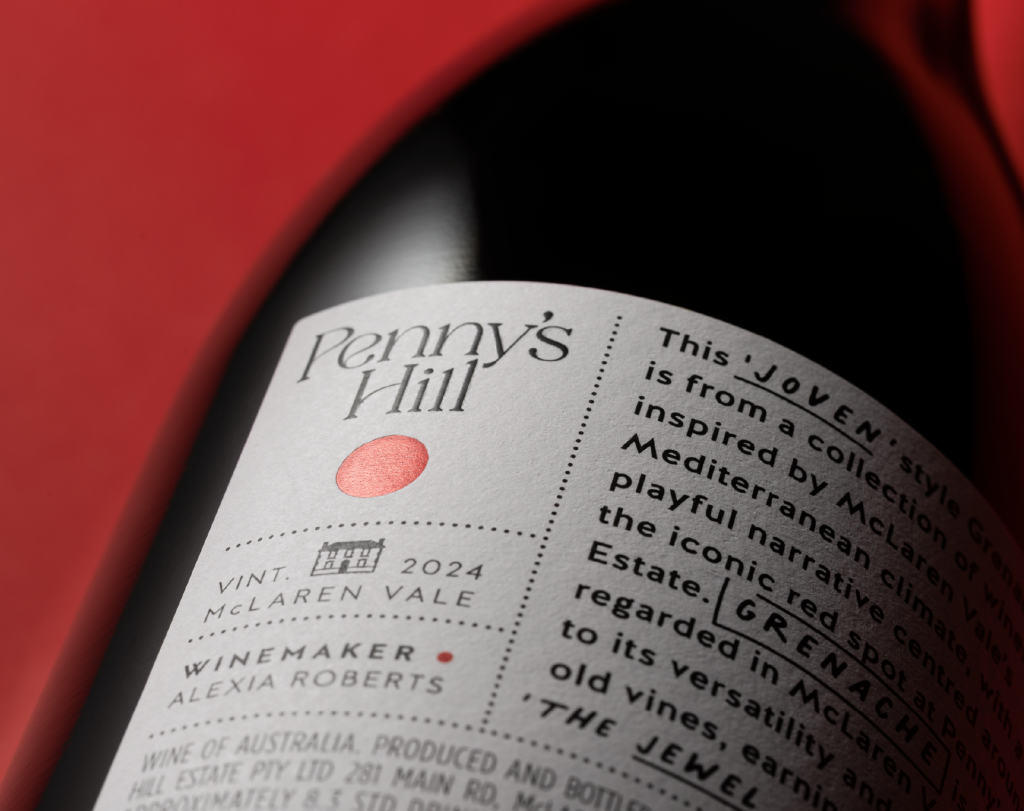 Detail from the back label of Penny's Hill Abstracts Grenache.