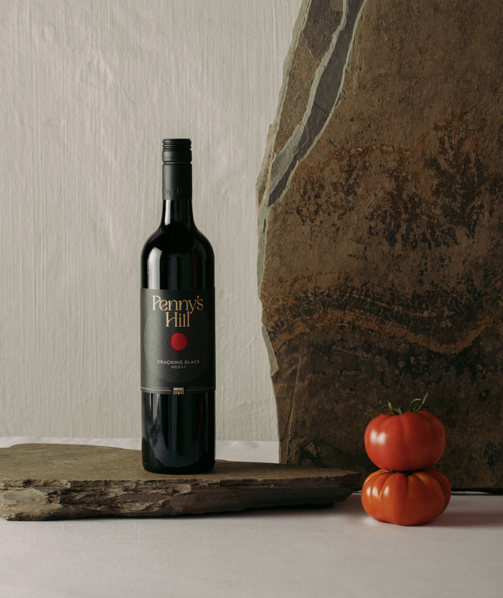 Full bottle image or Penny's Hill Cracking Black Shiraz.