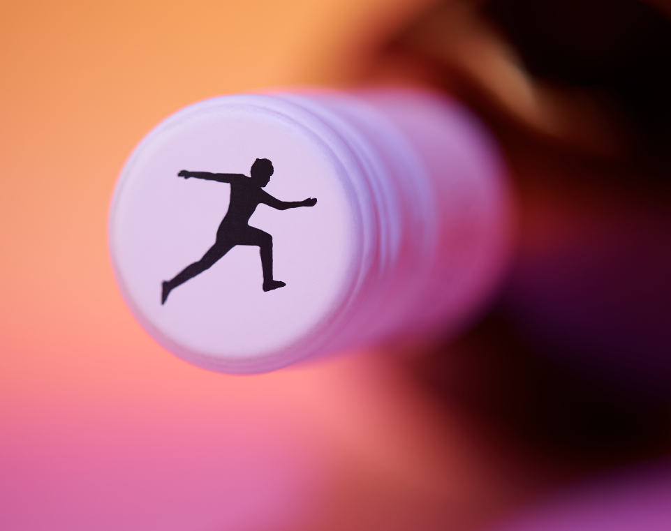 Manser Wines brand icon depicting a leaping person.